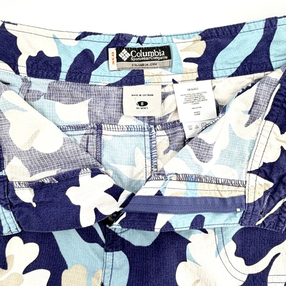 Columbia Floral Ripstop Mini Skirt‎ Womens 8 Blue XCO Cargo Hiking